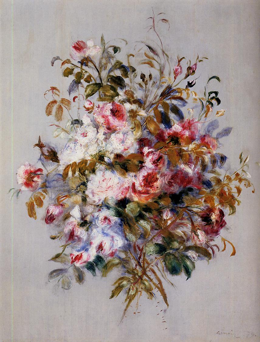 A Bouquet of Roses - Pierre-Auguste Renoir painting on canvas